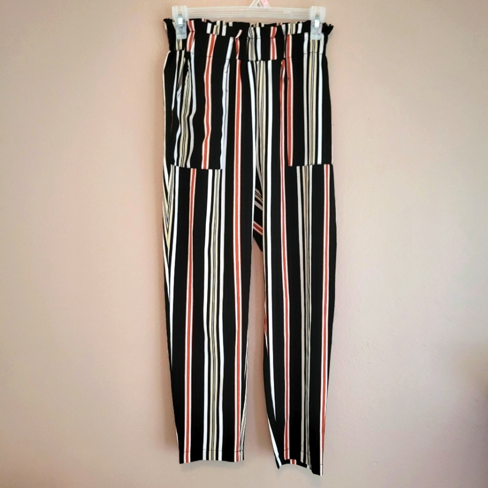 Streetware society small multi colored striped casual pants front pockets